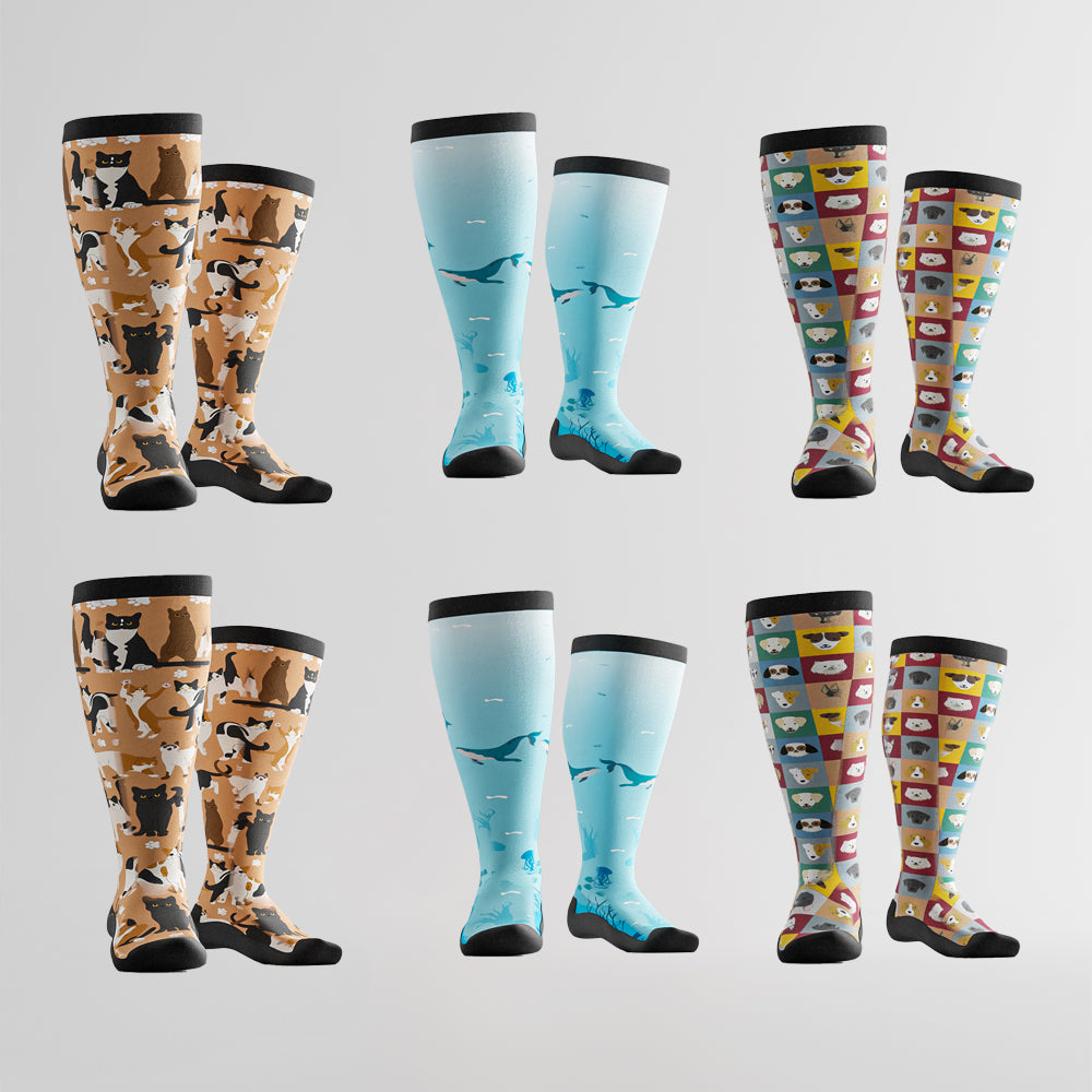 Pack de 6 paires de chaussettes confortables motifs
